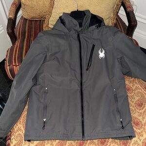 Spyder Men's Dark Gray Hooded Performance Jacket